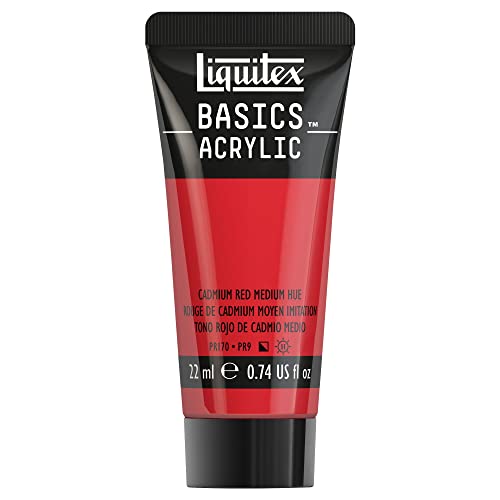 Liquitex 8870451​ Basics Acrylfarbe - Kadmiumrot Mittel Farbton​, 22ml Tube, lichtecht, wasserfest, zum Malen und Dekorieren von Holz, Metall, Keramik, Kunststoff, Leinwand von Liquitex