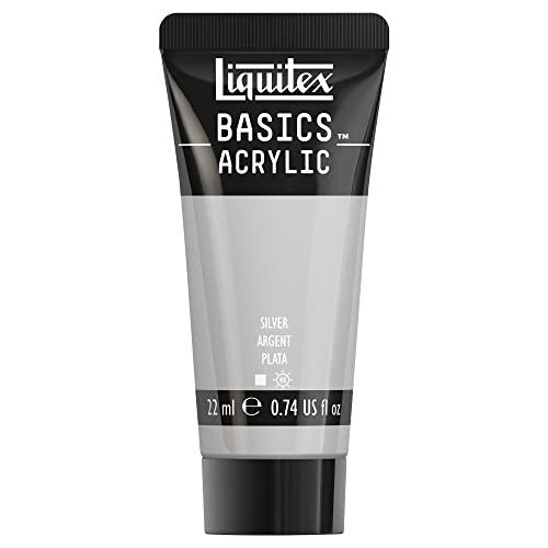 Liquitex 8870483​ Basics Acrylfarbe - Silber​, 22ml Tube, lichtecht, wasserfest, zum Malen und Dekorieren von Holz, Metall, Keramik, Kunststoff, Leinwand von Liquitex