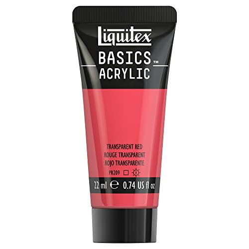 Liquitex 8870490​ Basics Acrylfarbe - Rot Transparent​, 22ml Tube, lichtecht, wasserfest, zum Malen und Dekorieren von Holz, Metall, Keramik, Kunststoff, Leinwand von Liquitex