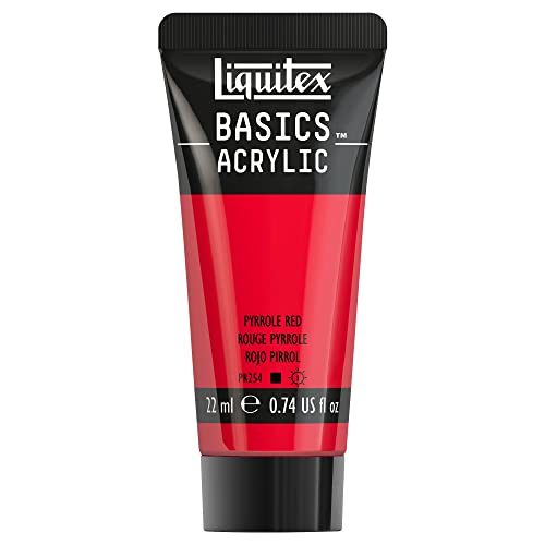 Liquitex 8870491​ Basics Acrylfarbe - Pyrrolrot​, 22ml Tube, lichtecht, wasserfest, zum Malen und Dekorieren von Holz, Metall, Keramik, Kunststoff, Leinwand von Liquitex