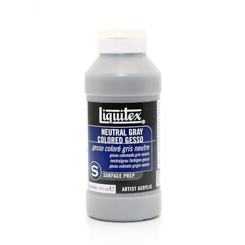 Liquitex Gesso Grundierung für Acrylfarben, Ölfarben, Alkydfarben, lichtecht, gebrauchsfertig, lichtecht in Archivqualität - 237ml Topf, Grau von Liquitex