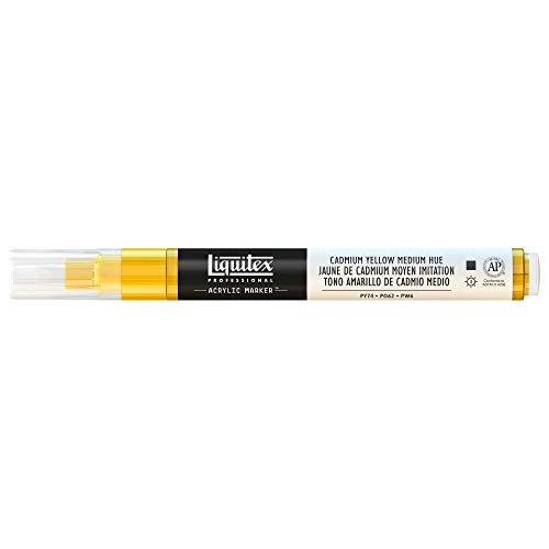 Liquitex 4620830 Professional Paint Marker, Acrylmarker mit hochpigmentierte Acrylfarbe auf Wasserbasis für den Innenbereich & Außenbereich, feine Spitze - Kadmiumgelb mittel Farbton von Liquitex