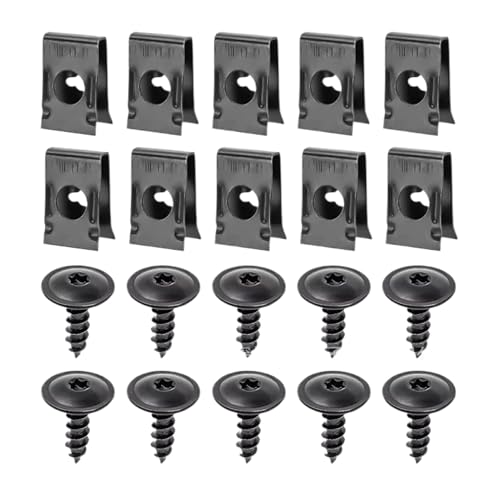 Autobefestigungselemente- Metall Reparaturset, rostfeste U-Klipte mit Schrauben für die Verkleidung | Starkes Automobilverbesserungskit für die Reparatur von Panel, lange Fahrzeughardware von Liqzirtu