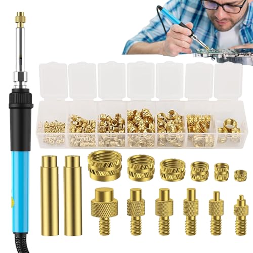 Heißnietwerkzeug – Lötkolben-Heizset, Einbau von gedruckten Teilen | Lötkolben mit Heißnietwerkzeug-Spitzen, Presswerkzeuge Messing-Muttern für Heizungsbetrieb, Arbeitsvorbereitung, Einlegedru von Liqzirtu