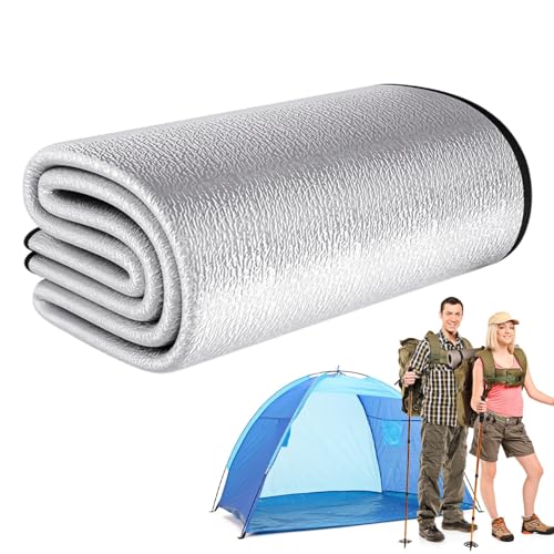 Liqzirtu Camping Bodenmatte – Doppelseitige Aluminiumfolie, Isolierdecke, Picknickmatte | wasserdichte Outdoor Camping Ausrüstung für, Wandern, Reise, Picknick, Garten von Liqzirtu
