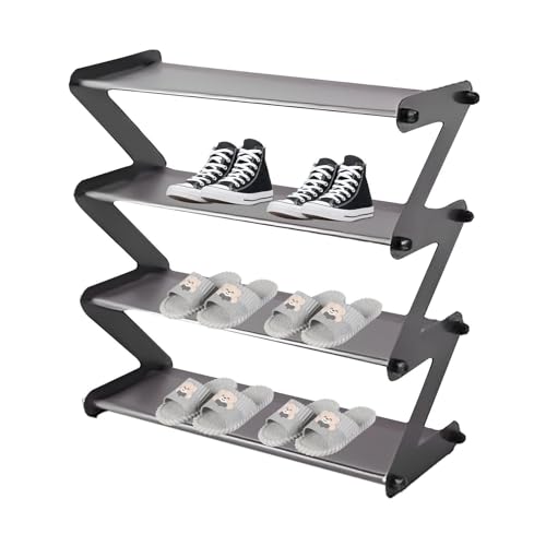Liqzirtu Stapelbarer Organizer, Schmales 4-stöckiges - | Robuste, wasserdichte Und Platzsparende Schuhaufbewahrung Für Schränke Flure Eingangsbereich Schlafzimmer Kinderzimmer Wohnräume Büro von Liqzirtu