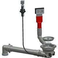 Lira - 115 mm platzsparender automatischer Spülenablauf mit rechteckigem Überlauf, Edelstahl aisi Satin von Lira