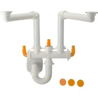 Platzsparender Stutzensiphon für 2-Beckenspülen von Lira