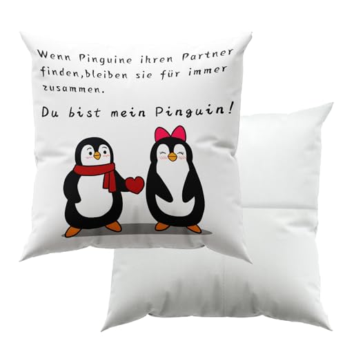 Lircentoud Pinguin Geschenk,Kissenbezug,Hochzeitstag Geschenke für Frauen,Männer,Valentinstag,Hochzeitstag,Weihnachten,Liebe Geschenk,Couple Geschenke,Jahrestag Geschenk für Ihn,Sie,45x45cm von Lircentoud