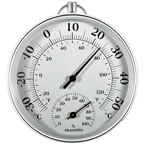 Thermometer Innen Außen - 10cm Thermometer Aussen, Thermometer Hygrometer Analog, Thermometer Hygrometer Aussen, Geeignet für Häuser, Gewächshäuser, Gärten, Autos, Batteriefrei von Lirches