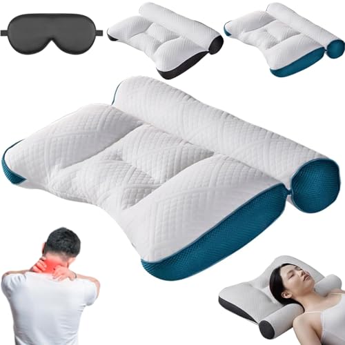 Hicaly Ergonomic Pillow, Deep Sleep Enhancing Cervical Support Comfort Goose down Pillows, for All Sleeping Positions (Blue, Low Pillow) von Lircofi