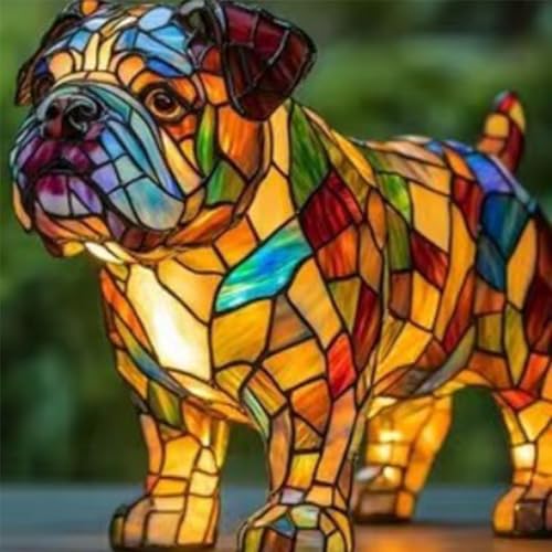 Katzenlampe Mosaik, Katzen Lampe, LED Animal Night Lamp, Handmade Resin Bedside Lamps with Warm Ambient Light Pet Decorative Lamps for Dog Cat Fans (Hund A) von Lircofi