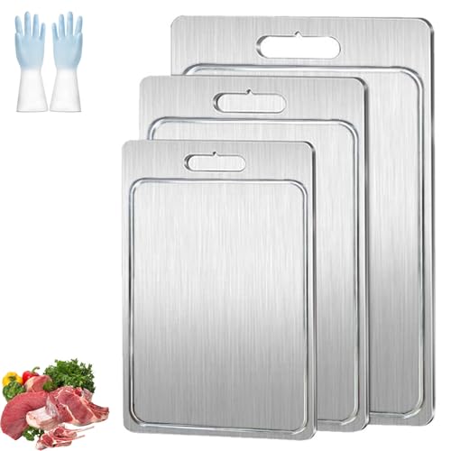 Kovali Titan Schneidebrett 2.0, Titan Schneidebrett 2.0 Mit Ablaufrinne 3er set, Non-porous and Easy to Clear for Kitchen (S+M+L) von Lircofi