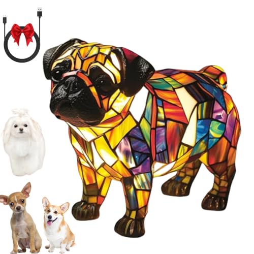 Leuchthund, Gartenstadl Hundelampe, Leuchtkatze Lampe, LED Animal Night Lamp, Handmade Resin Bedside Lamps with Warm Ambient Light Pet Decorative Lamps for Dog Cat Fans (A) von Lircofi