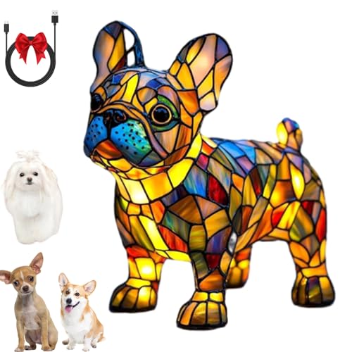 Leuchthund, Gartenstadl Hundelampe, Leuchtkatze Lampe, LED Animal Night Lamp, Handmade Resin Bedside Lamps with Warm Ambient Light Pet Decorative Lamps for Dog Cat Fans (C) von Lircofi
