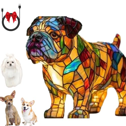 Leuchthund, Gartenstadl Hundelampe, Leuchtkatze Lampe, LED Animal Night Lamp, Handmade Resin Bedside Lamps with Warm Ambient Light Pet Decorative Lamps for Dog Cat Fans (D) von Lircofi