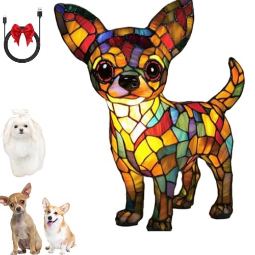 Leuchthund, Gartenstadl Hundelampe, Leuchtkatze Lampe, LED Animal Night Lamp, Handmade Resin Bedside Lamps with Warm Ambient Light Pet Decorative Lamps for Dog Cat Fans (G) von Lircofi