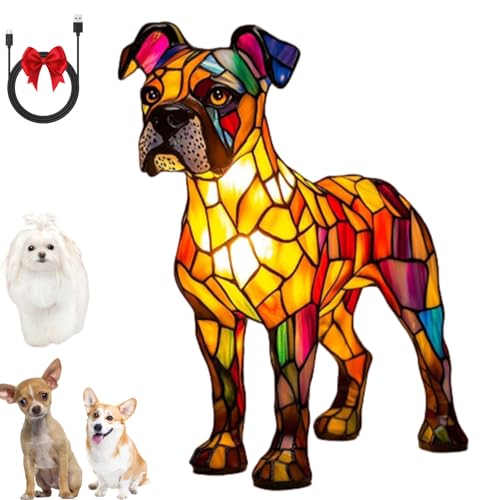 Leuchthund, Gartenstadl Hundelampe, Leuchtkatze Lampe, LED Animal Night Lamp, Handmade Resin Bedside Lamps with Warm Ambient Light Pet Decorative Lamps for Dog Cat Fans (H) von Lircofi