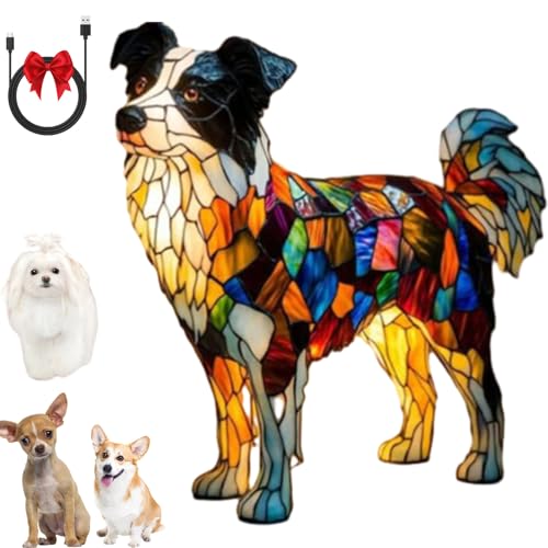Leuchthund, Gartenstadl Hundelampe, Leuchtkatze Lampe, LED Animal Night Lamp, Handmade Resin Bedside Lamps with Warm Ambient Light Pet Decorative Lamps for Dog Cat Fans (I) von Lircofi