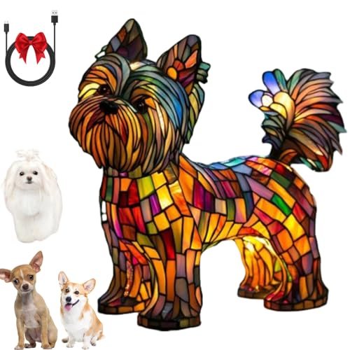 Lircofi Festberg Leuchtkatze, The Original Katzenlampe Mosaik, LED Katze, Handmade Sherum Katzenlampe, Solymall Leuchtende Mieze, Cute Animal Pet Dogs Themed LED Table Lamps (Hund C) von Lircofi