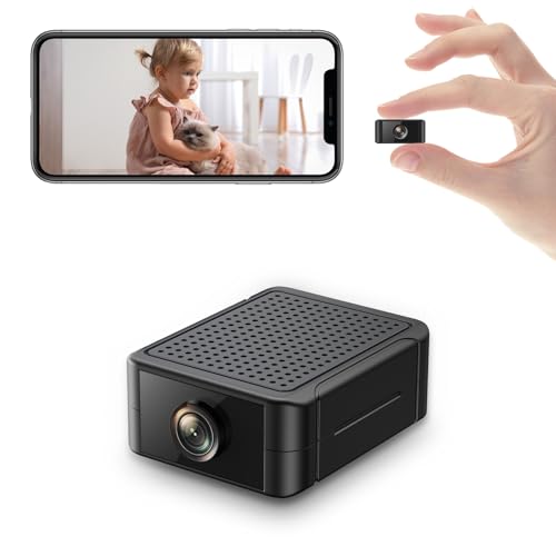 Liretope Mini Kamera, 4K HD WLAN Überwachungskamera Innen Für Live Übertragung Handy APP, WiFi Camera Nachtsichtkamera mit Bewegungsmelder/Lange Batterielaufzeit/Cloud-Speicherplat von Liretope