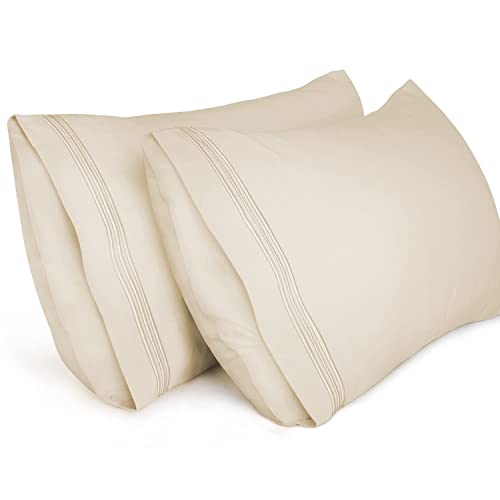 Lirex 2er Pack Kissenbezug 40 x 80 cm, Weiche Gebürstete Mikrofaser-Kissenbezüge, Hotelverschluss kopfkissen bezug，Kopfkissenbezug aus weichem Mikrofaser ，Oeko-TEX Zertifiziert (Beige) von Lirex