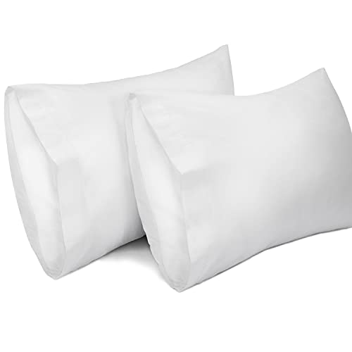 Lirex 2er-Pack Kissenbezug, 100% Baumwolle, 400er Faden Atmungsaktive Kissenüberzug Kopfkissen Bezug, 50 x 70 cm, Weiß von Lirex