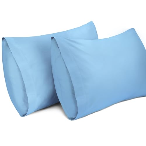 Lirex 2er Pack Kissenbezug 40 x 70 cm - 100% Baumwolle Kissenbezüge-Anthrazit-Kissenhülle-Hypoallergen, Oeko-TEX Zertifiziert, Himmelblau von Lirex