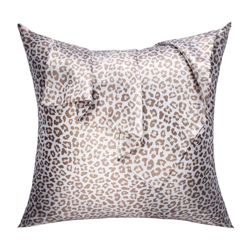 Lirex 2er Set Satin Kissenbezug 50x50cm mit Reißverschluss, Weich wie Seiden Kissenbezüge, Satin Kopfkissenbezug Kissenhülle für Haar und Haut Kommt, Creme Leopard Lirex 2er Set Satin Kissenbezug 50x50cm mit Reißverschluss, Weich wie Seiden Kissenbezüge, Satin Kopfkissenbezug Kissenhülle für Haar und Haut Kommt, Creme Leopard von Lirex