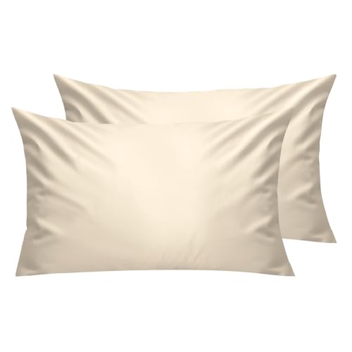 Lirex Kissenbezüge 2er Pack, 300 Fadendichte, 100% Baumwolle, Bequem und Atmungsaktiv, 40 x 70 cm, Cremeweiß von Lirex