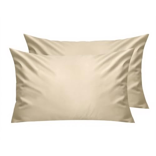 Lirex Kissenbezüge 2er Pack, 300 Fadendichte, 100% Baumwolle, Bequem und Atmungsaktiv, 40 x 80 cm, Hellkaffee von Lirex