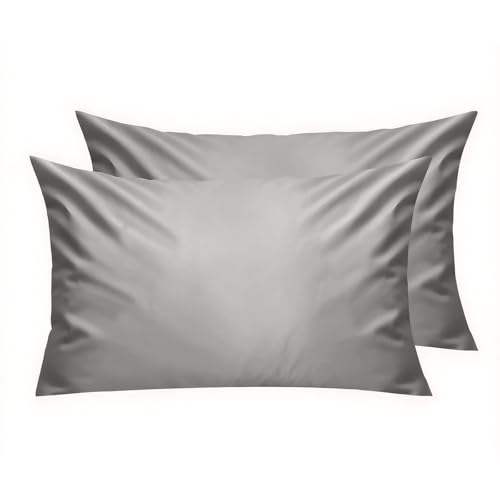 Lirex Kissenbezüge 2er Pack, 300 Fadendichte, 100% Baumwolle, Bequem und Atmungsaktiv, 50 x 75 cm, Dunkelgrau von Lirex