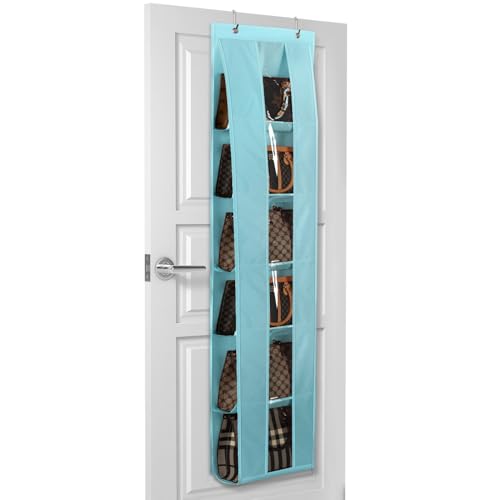 Lirex Tür Handtaschen Organizer, Platzsparende Aufbewahrung für Handtaschen und Kleidung, Inklusive Halterung für Schals, Hüte und Leggings, Hellblau Lirex Tür Handtaschen Organizer, Platzsparende Aufbewahrung für Handtaschen und Kleidung, Inklusive Halterung für Schals, Hüte und Leggings, Hellblau von Lirex