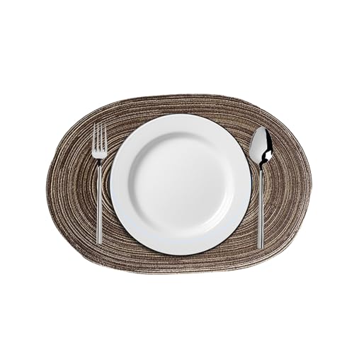 Lirzxin Platzset 2er Set, Oval Tischsets Weihnachten Abwaschbar Hitzebeständig rutschfest Geflochten Muster Polyester Platzdeckchen für Küche, Kaffee, 50x35CM von Lirzxin