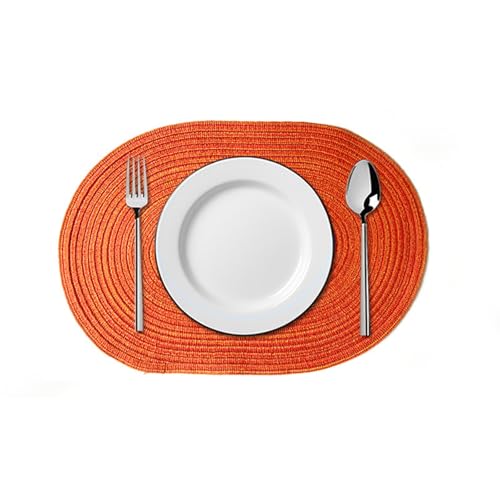 Lirzxin Platzset 4er Set, Oval Platzdeckchen Weihnachten Abwaschbar Hitzebeständig rutschfest Geflochten Muster Polyester Platz-Matten für Küche, Orange Rot, 50x35CM Lirzxin Platzset 4er Set, Oval Platzdeckchen Weihnachten Abwaschbar Hitzebeständig rutschfest Geflochten Muster Polyester Platz-Matten für Küche, Orange Rot, 50x35CM von Lirzxin