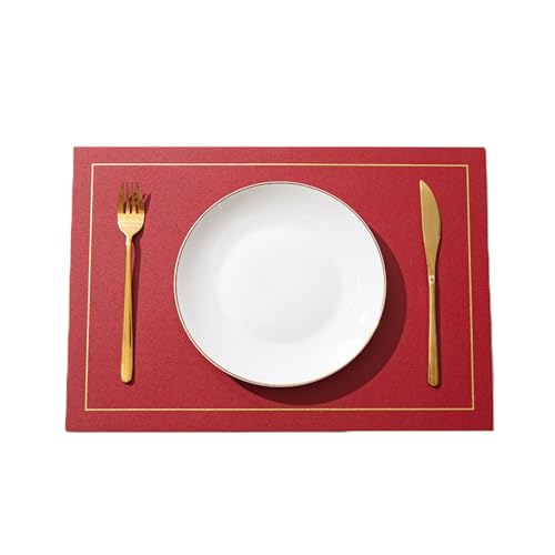 Lirzxin Platzset 4er Set, Rechteckig Platzdeckchen Abwaschbar Hitzebeständig rutschfest 1.8MM Dicke Doppelseitigen Zweifarbige mit Goldenen Linien Leder Tischset für Küche, Rot Gelb, 43x30CM Lirzxin Platzset 4er Set, Rechteckig Platzdeckchen Abwaschbar Hitzebeständig rutschfest 1.8MM Dicke Doppelseitigen Zweifarbige mit Goldenen Linien Leder Tischset für Küche, Rot Gelb, 43x30CM von Lirzxin