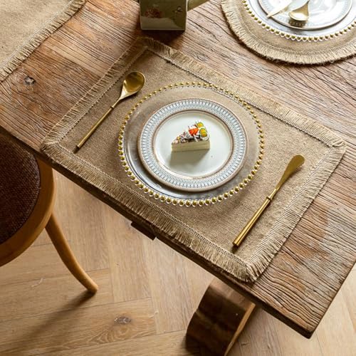 Lirzxin Platzsets 2er Set, Rechteckig Tischset Abwaschbar Hitzebeständig rutschfest Einfarbig mit Fransen Reihe Leinen Platz-Matten für Küche, Braun, 45x30CM Lirzxin Platzsets 2er Set, Rechteckig Tischset Abwaschbar Hitzebeständig rutschfest Einfarbig mit Fransen Reihe Leinen Platz-Matten für Küche, Braun, 45x30CM von Lirzxin