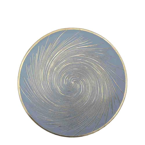 Lirzxin Platzsets 2er Set, Rund Tischset Abwaschbar Hitzebeständig rutschfest Linien Strudel Muster PVC Platz-Matten für Küche, Blau Gold, 38CM Lirzxin Platzsets 2er Set, Rund Tischset Abwaschbar Hitzebeständig rutschfest Linien Strudel Muster PVC Platz-Matten für Küche, Blau Gold, 38CM von Lirzxin