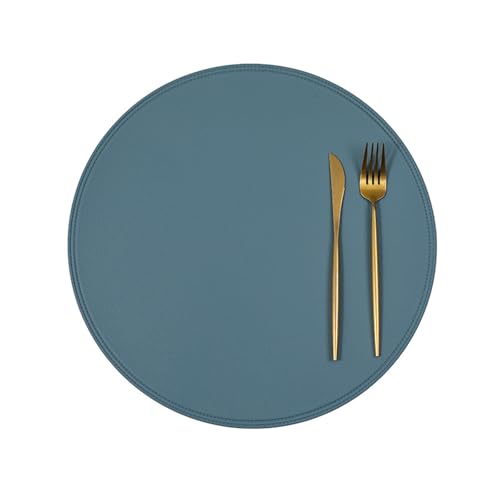 Lirzxin Platzsets 2er Set, Rund Tischset Weihnachten Abwaschbar Hitzebeständig rutschfest Kunstleder Einfarbig PVC Platz-Matten für Küche, Blau, 38CM Lirzxin Platzsets 2er Set, Rund Tischset Weihnachten Abwaschbar Hitzebeständig rutschfest Kunstleder Einfarbig PVC Platz-Matten für Küche, Blau, 38CM von Lirzxin