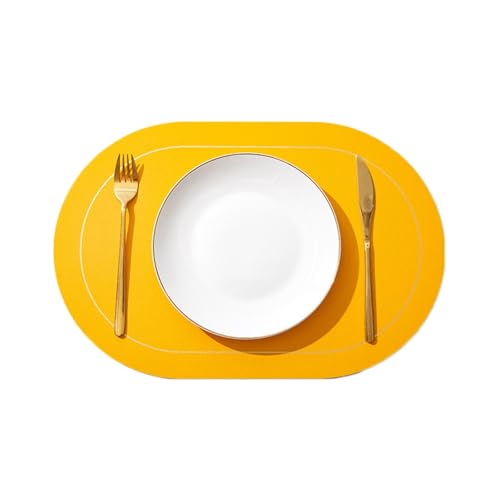 Lirzxin Platzsets 6er Set, Oval Tischset Weihnachten Abwaschbar Hitzebeständig rutschfest Doppelseitigen Zweifarbig Leder Platz-Matten für Küche, Gelb Hellgrau, 45x30CM Lirzxin Platzsets 6er Set, Oval Tischset Weihnachten Abwaschbar Hitzebeständig rutschfest Doppelseitigen Zweifarbig Leder Platz-Matten für Küche, Gelb Hellgrau, 45x30CM von Lirzxin