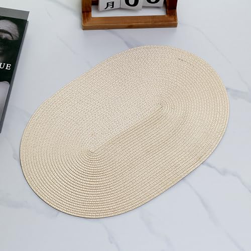 Lirzxin Tischset 2er Set, Oval Platzsets Waschbar Hitzebeständig rutschfest Geflochten Einfarbig Polypropylen Platzdeckchen für Küche, Beige, 45x30CM Lirzxin Tischset 2er Set, Oval Platzsets Waschbar Hitzebeständig rutschfest Geflochten Einfarbig Polypropylen Platzdeckchen für Küche, Beige, 45x30CM von Lirzxin
