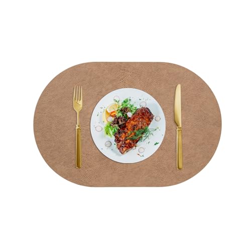Lirzxin Tischset 4er Set, Oval Platzset Weihnachten Abwaschbar Hitzebeständig rutschfest Doppelseitigen Uni Rindsleder Textur PVC Leder Platzdeckchen für Küche, Khaki, 45x30CM Lirzxin Tischset 4er Set, Oval Platzset Weihnachten Abwaschbar Hitzebeständig rutschfest Doppelseitigen Uni Rindsleder Textur PVC Leder Platzdeckchen für Küche, Khaki, 45x30CM von Lirzxin