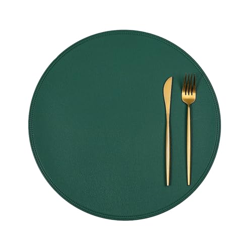Lirzxin Tischsets 2er Set, Rund Platzsets Weihnachten Abwaschbar Hitzebeständig rutschfest Kunstleder Einfarbig PVC Platzdeckchen für Küche, Grün, 38CM Lirzxin Tischsets 2er Set, Rund Platzsets Weihnachten Abwaschbar Hitzebeständig rutschfest Kunstleder Einfarbig PVC Platzdeckchen für Küche, Grün, 38CM von Lirzxin