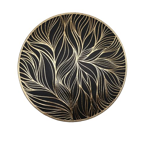 Lirzxin Tischsets 4er Set, Rund Platzsets rutschfest Abwaschbar Hitzebeständig Seetang Blätter Muster PVC Platzdeckchen für Küche, Schwarz Gold, 38CM Lirzxin Tischsets 4er Set, Rund Platzsets rutschfest Abwaschbar Hitzebeständig Seetang Blätter Muster PVC Platzdeckchen für Küche, Schwarz Gold, 38CM von Lirzxin