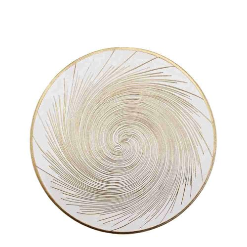 Lirzxin Tischsets Platzsets 2er Set, Rund Platzdeckchen Weihnachten Abwaschbar Hitzebeständig rutschfest Linien Strudel Muster PVC Platzset für Küche, Gold, 38CM Lirzxin Tischsets Platzsets 2er Set, Rund Platzdeckchen Weihnachten Abwaschbar Hitzebeständig rutschfest Linien Strudel Muster PVC Platzset für Küche, Gold, 38CM von Lirzxin