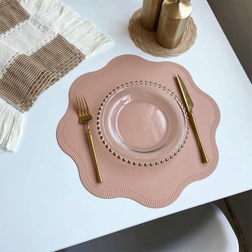 Lirzxin Tischsets Platzsets 4er Set, Platzdeckchen Set Abwaschbar Hitzebeständig rutschfest Uni Rund Blume PVC Tischset für Küche, Rosa, 38CM Lirzxin Tischsets Platzsets 4er Set, Platzdeckchen Set Abwaschbar Hitzebeständig rutschfest Uni Rund Blume PVC Tischset für Küche, Rosa, 38CM von Lirzxin