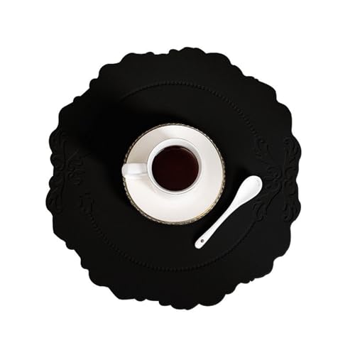 Lirzxin Tischsets Platzsets 6er Set, Oval Platzdeckchen Set Abwaschbar Hitzebeständig rutschfest Einfarbig Blume Unregelmäßig PVC Leder Tischset für Küche, Schwarz, 38x36.5CM Lirzxin Tischsets Platzsets 6er Set, Oval Platzdeckchen Set Abwaschbar Hitzebeständig rutschfest Einfarbig Blume Unregelmäßig PVC Leder Tischset für Küche, Schwarz, 38x36.5CM von Lirzxin
