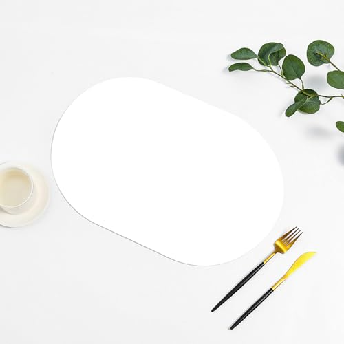 Lirzxin Tischsets Platzsets 6er Set, Oval Platzdeckchen Set Abwaschbar Hitzebeständig rutschfest Einfarbig mit Linie Leder Tischset für Küche, Weiß, 45x30CM Lirzxin Tischsets Platzsets 6er Set, Oval Platzdeckchen Set Abwaschbar Hitzebeständig rutschfest Einfarbig mit Linie Leder Tischset für Küche, Weiß, 45x30CM von Lirzxin