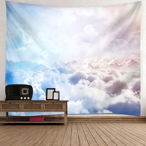Lirzxin Wandbehang 260x240CM, Wandteppiche Wolken Landschaft Grau Blau Tapisserie Wandtuch für Wohnzimmer Schlafzimmer Picknickdecke Teppich Yogamatte Wanddeko von Lirzxin