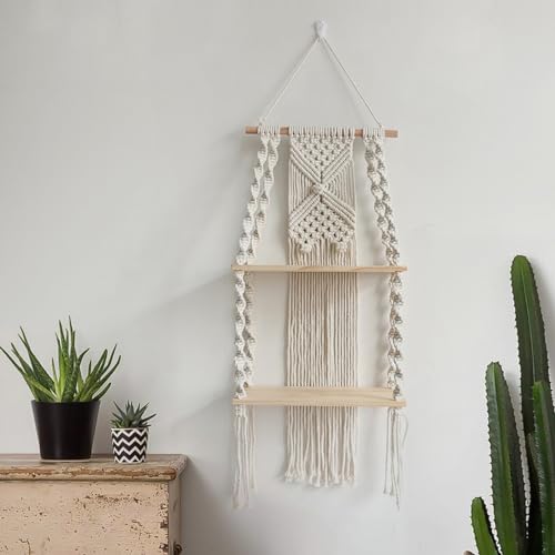 Lirzxin Wandbehang Deko Regal Wand Wandregal Holz Boho Makramee Doppelschicht Schweberegal Quasten Hängeregal Für Schlafzimmer Wohnzimmer Badezimmer Lirzxin Wandbehang Deko Regal Wand Wandregal Holz Boho Makramee Doppelschicht Schweberegal Quasten Hängeregal Für Schlafzimmer Wohnzimmer Badezimmer von Lirzxin